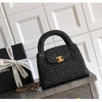 Good Product Chanel Straw-Like Mini Kelly Shopping Bag AS4416 Black 2025