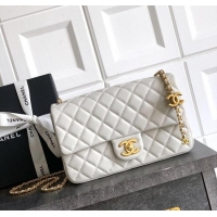 Top Quality Chanel Shiny Lambskin Leather Flap Bag with CC Chain AS5756 Light Grey 2025