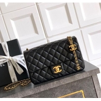 Good Product Chanel Shiny Lambskin Leather Flap Bag with CC Chain AS5756 Black 2025