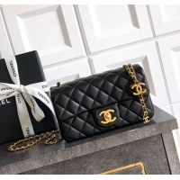 Famous Brand Chanel Shiny Lambskin Mini Flap Bag with CC Chain AS5759 Black 2025
