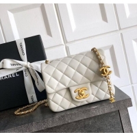 Best Price Chanel Shiny Lambskin Mini Square Flap Bag with CC Chain AS5758 Light Grey 2025