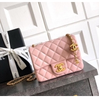 Cheap Price Chanel Shiny Lambskin Mini Square Flap Bag with CC Chain AS5758 Light Pink 2025