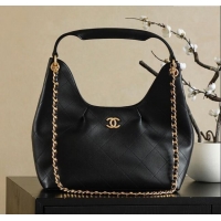 Promotional Chanel Quilted Calfskin Hobo Shopping Bag CH081201 Black 2025