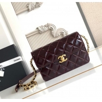 Luxury Cheap Chanel Patent Lambskin Mini Flap Bag AS5618 Dark Brown 2025