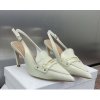 Good Product Dior Boy Slingback Pumps 8.5cm in Shiny Calfskin White 0710046