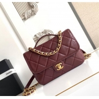 Top Quality Chanel Grained Shiny Calfskin Backpack bag AS5347 Dark Burgundy 2025