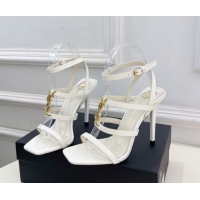 Good Looking Saint Laurent Cassandra Sandals 10.5cm in Patent Leather White 2025 8227911