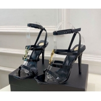 Sophisticated Saint Laurent Cassandra Sandals 10.5cm in Patent Leather Black 2025 8227911