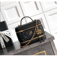 Famous Brand Chanel Grained Calfskin Long Vanity with Chain AP4688 Black 2025