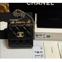 Trendy Design Chanel Lambskin Clutch with Chain and Band A81632 Black/Rose Gold 2025