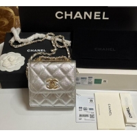 Well Crafted Chanel Lambskin Clutch with Chain and Band A81632 Silver 2025