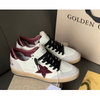 Durable Golden Goose Ball Star in white leather with burgundy star and heel tab 0711000