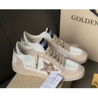 Good Quality Golden Goose Ball Star in nude pink suede and white leather with gold glitters star 0711003