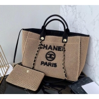 Well Crafted Chanel Deauville Coco Beach Large Shopping Bag A66941 Brown/Black 2025