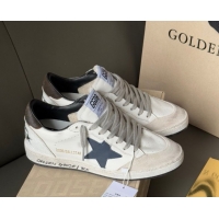 Luxury Cheap Golden Goose Ball Star in white leather with leather star and grey suede heel tab 0711005