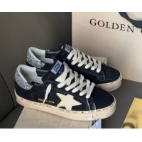 Stylish Golden Goose Women’s Hi Star in black leather with silver glitter heel tab 0711011