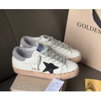 Luxurious Golden Goose Women’s Hi Star in white leather with suede star and silver glitter heel tab 0711012