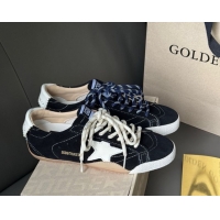 Luxury Golden Goose Women's True-Star in black suede with white star and heel tab 0711014