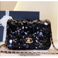 Grade Quality Chanel Sequins Mini Classic Flap Bag A69900 Black 2025