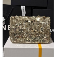 Top Grade Chanel Sequins Mini Classic Flap Bag A69900 Gold 2025