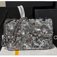 Good Product Chanel Sequins Mini Classic Flap Bag A69900 Aged Silver 2025