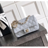 Luxury Discount Chanel Lambskin Classic Mini Bag with hook and Heart Charm AP4760 Light Grey 2025