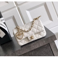 Best Price Chanel Lambskin Classic Mini Bag with hook and Heart Charm AP4760 White 2025