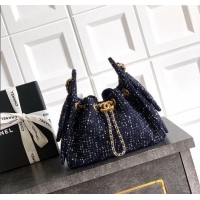 Good Quality Chanel 25 Mini Hobo Handbag in Tweed AS5631 Blue 2025