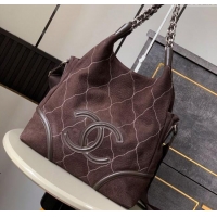 Top Design Chanel Grained Nubuck Shopping Bag CH081203 Brown 2025