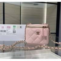 Low Cost Chanel Grained Shiny Calfskin Classic Small Vanity with Chain AP1340 Light Pink 2025