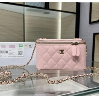 Best Price Chanel Grained Shiny Calfskin Classic Large Vanity with Chain AP1341 Light Pink 2025