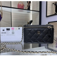 Luxury Cheap Chanel Grained Shiny Calfskin Classic Large Vanity with Chain AP1341 Black 2025