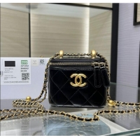 Good Looking Chanel Shiny Calfskin Small Vanity with Ball Chain AP2292 Black 2025