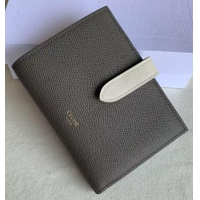 Spot Bulk Celine Grained Calfskin Medium Strap Multifunction Wallet CE0201 Grey/White