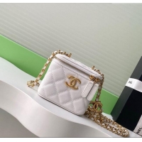 Classic Discount Chanel Grainy Calfskin Small Vanity with CC Chain AP3941 White 2025