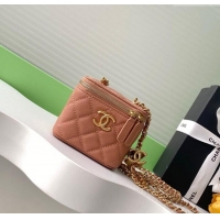 Classic Discount Chanel Grainy Calfskin Small Vanity with CC Chain AP3941 Brown 2025