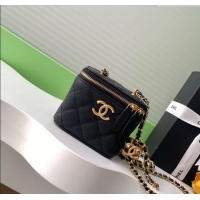Best Luxury Chanel Grainy Calfskin Small Vanity with CC Chain AP3941 Black 2025