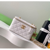 New Fashion Chanel Grainy Calfskin Large Vanity with CC Chain AP3940 White 2025