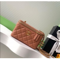 New Style Chanel Grainy Calfskin Large Vanity with CC Chain AP3940 Brown 2025