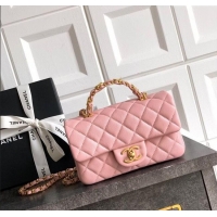 Buy Wholesale Chanel Grained Shiny Calfskin Mini Flap Bag with Top Handle and Chain AS5701 Light Pink 2025