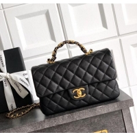 Market Sells Chanel Grained Shiny Calfskin Small Flap Bag with Top Handle and Chain AS5702 Black 2025