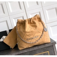 Top Quality Chanel Suede Small Shopping Bag with Studs AS3260 Yellow 2025