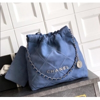 Shop Discount Chanel Suede Small Shopping Bag with Studs AS3260 Blue 2025