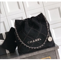 Best Price Chanel Suede Small Shopping Bag with Studs AS3260 Black 2025