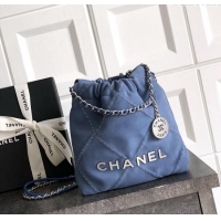 Best Grade Chanel Suede Mini Shopping Bag with Studs AS3980 Blue 2025