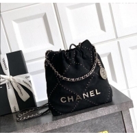 Original Cheap Chanel Suede Mini Shopping Bag with Studs AS3980 Black 2025