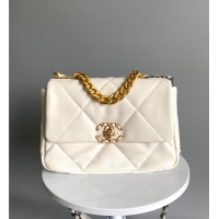 Cheap Wholesale Chanel 19 Shiny Lambskin Small Flap Bag AS1160 White 2025