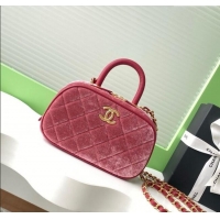 Classic Specials Chanel Velvet Mini Bowling Bag AS5572 Burgundy 2025