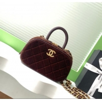 Good Taste Chanel Velvet Mini Bowling Bag AS5572 Brown 2025
