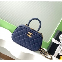 Sophisticated Cheap Chanel Calfskin Mini Bowling Bag AS5572 Blue 2025